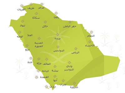 حالة الطقس المتوقعة اليوم الخميس 1439/5/8هـ