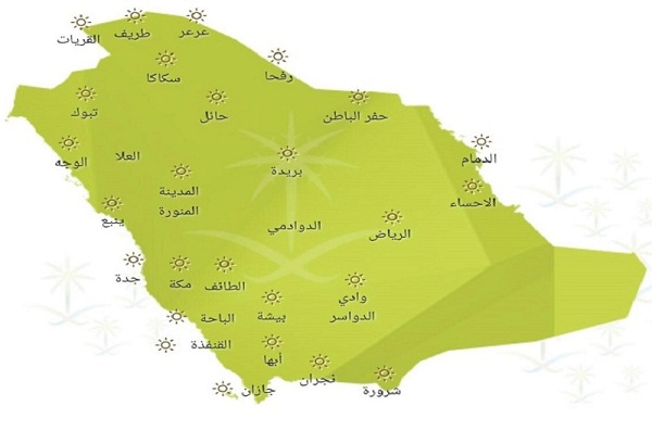 حالة الطقس المتوقعة ليوم السبت في المملكة 15-04-1440 هـ