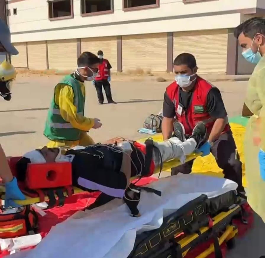 الهلال الأحمر بالحدود الشمالية ينفذ فرضية حادث متعدد الإصابات